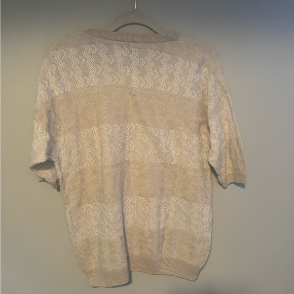 Vintage Linen Cottagecore Boho Prairie Lace Short Sleeve Sweater Large - Picture 6 of 8